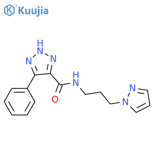 4-phenyl-N-[3-(1H-pyrazol-1-yl)propyl]-1H-1,2,3-triazole-5-carboxamide structure