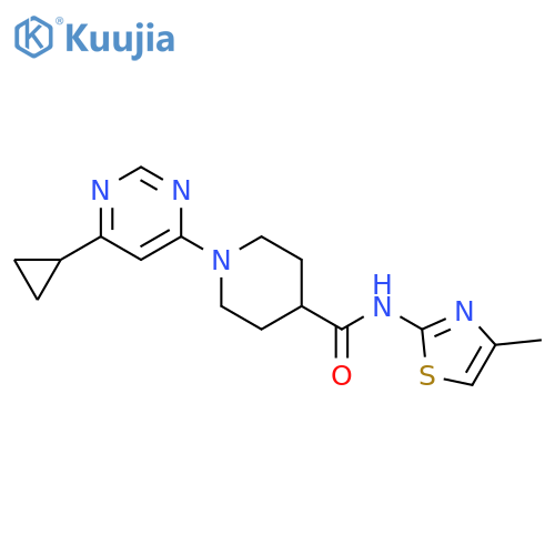1-(6-cyclopropylpyrimidin-4-yl)-N-(4-methyl-1,3-thiazol-2-yl)piperidine-4-carboxamide structure