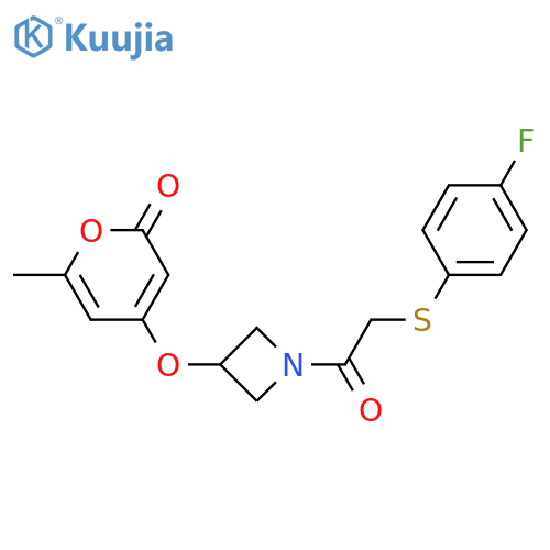 4-[1-[2-(4-fluorophenyl)sulfanylacetyl]azetidin-3-yl]oxy-6-methylpyran-2-one structure