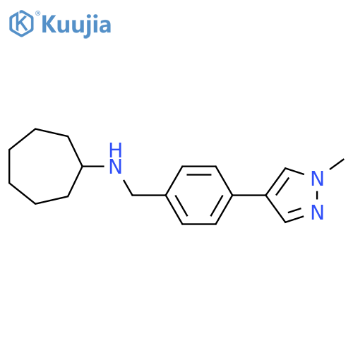 N-[[4-(1-methylpyrazol-4-yl)phenyl]methyl]cycloheptanamine structure