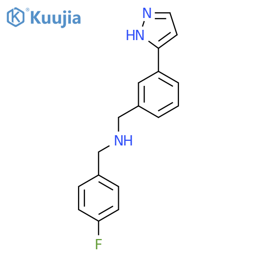(4-Fluoro-benzyl)-[3-(2H-pyrazol-3-yl)-benzyl]-amine structure