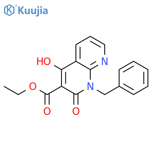 Ethyl 1-benzyl-4-hydroxy-2-oxo-1,2-dihydro-1,8-naphthyridine-3-carboxylate structure