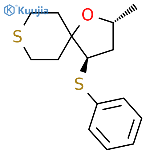 1-Oxa-8-thiaspiro[4.5]decane, 2-methyl-4-(phenylthio)-, trans- structure