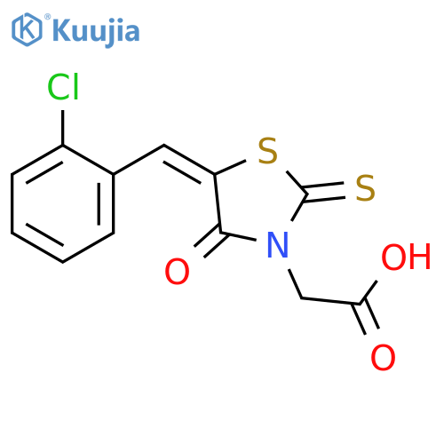 2-[(5E)-5-[(2-chlorophenyl)methylidene]-4-oxo-2-sulfanylidene-1,3-thiazolidin-3-yl]acetic acid structure