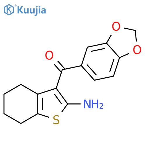 (2-Amino-4,5,6,7-tetrahydrobenzo[b]thiophen-3-yl)(benzo[d][1,3]dioxol-5-yl)methanone structure