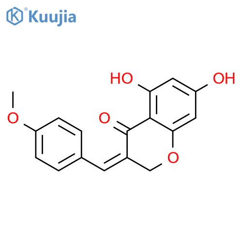 (E)-5,7-dihydroxy-3-(4-methoxybenzylidene)chroman-4-one structure