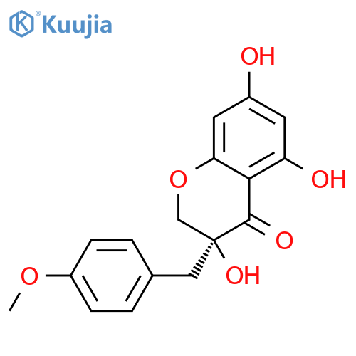4H-1-Benzopyran-4-one,2,3-dihydro-3,5,7-trihydroxy-3-[(4-methoxyphenyl)methyl]-, (3S)- structure