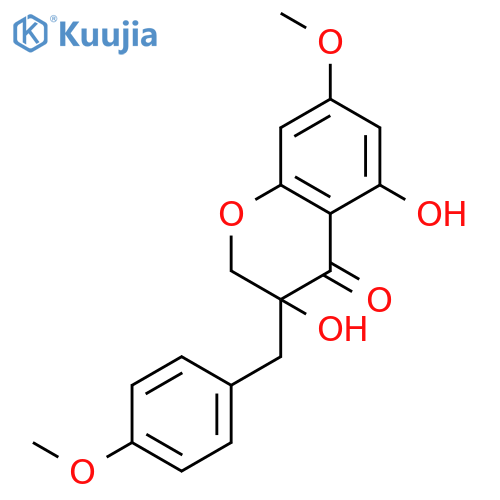 4H-1-Benzopyran-4-one,2,3-dihydro-3,5-dihydroxy-7-methoxy-3-[(4-methoxyphenyl)methyl]- structure