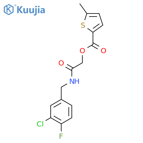 {[(3-chloro-4-fluorophenyl)methyl]carbamoyl}methyl 5-methylthiophene-2-carboxylate structure