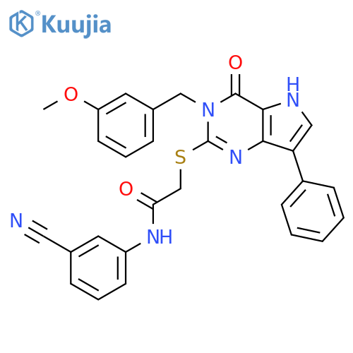 N-(3-cyanophenyl)-2-({3-[(3-methoxyphenyl)methyl]-4-oxo-7-phenyl-3H,4H,5H-pyrrolo[3,2-d]pyrimidin-2-yl}sulfanyl)acetamide structure