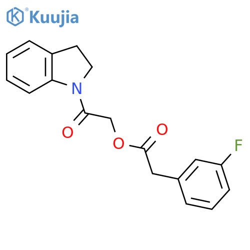 2-(2,3-dihydro-1H-indol-1-yl)-2-oxoethyl 2-(3-fluorophenyl)acetate structure