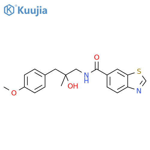 N-[2-hydroxy-3-(4-methoxyphenyl)-2-methylpropyl]-1,3-benzothiazole-6-carboxamide structure
