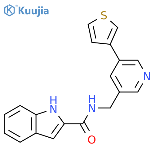 N-[(5-thiophen-3-ylpyridin-3-yl)methyl]-1H-indole-2-carboxamide structure