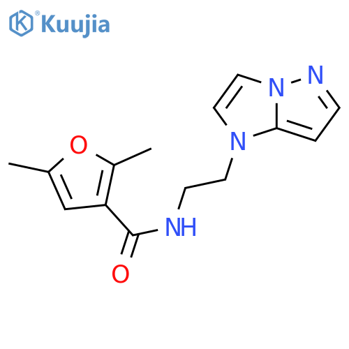 2,5-dimethyl-N-(2-{1H-pyrazolo[1,5-a]imidazol-1-yl}ethyl)furan-3-carboxamide structure