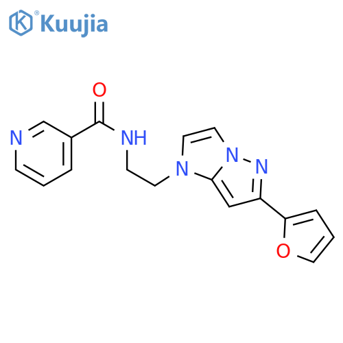 N-{2-[6-(furan-2-yl)-1H-pyrazolo[1,5-a]imidazol-1-yl]ethyl}pyridine-3-carboxamide structure
