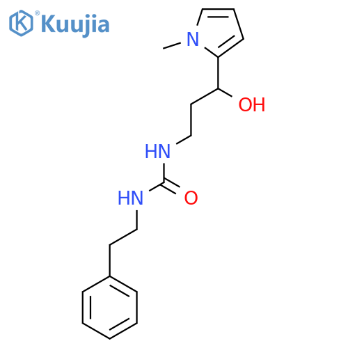 3-[3-hydroxy-3-(1-methyl-1H-pyrrol-2-yl)propyl]-1-(2-phenylethyl)urea structure