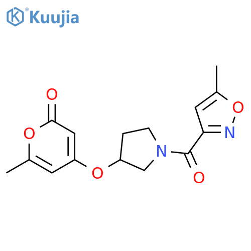 6-methyl-4-[1-(5-methyl-1,2-oxazole-3-carbonyl)pyrrolidin-3-yl]oxypyran-2-one structure