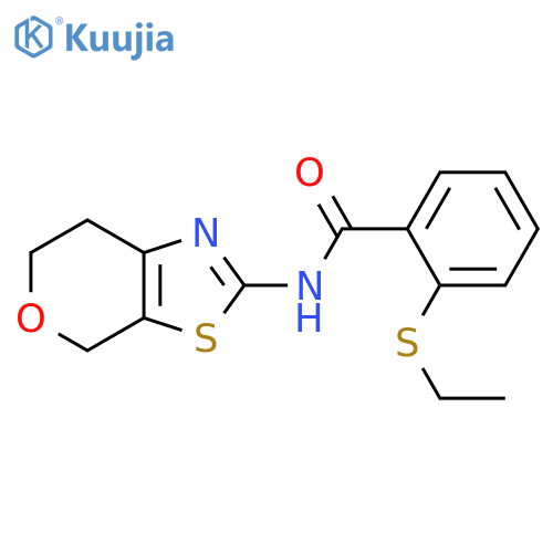 2-(ethylsulfanyl)-N-{4H,6H,7H-pyrano[4,3-d][1,3]thiazol-2-yl}benzamide structure