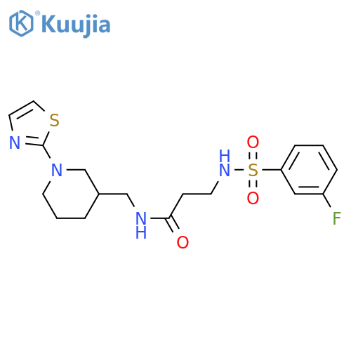 3-[(3-fluorophenyl)sulfonylamino]-N-[[1-(1,3-thiazol-2-yl)piperidin-3-yl]methyl]propanamide structure