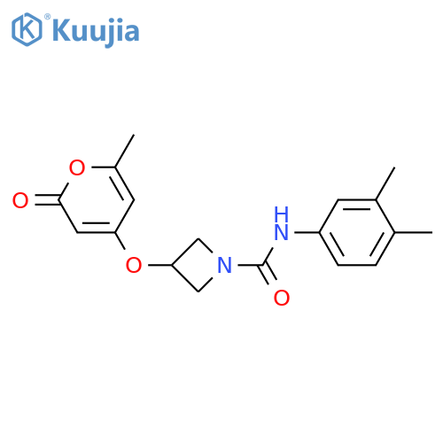 N-(3,4-dimethylphenyl)-3-(2-methyl-6-oxopyran-4-yl)oxyazetidine-1-carboxamide structure