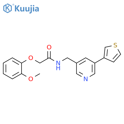 2-(2-methoxyphenoxy)-N-[(5-thiophen-3-ylpyridin-3-yl)methyl]acetamide structure