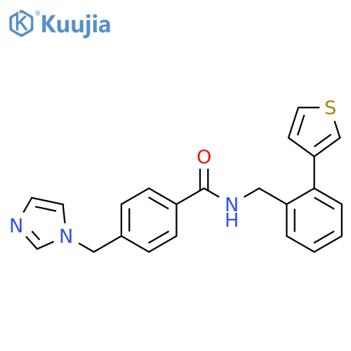 4-(imidazol-1-ylmethyl)-N-[(2-thiophen-3-ylphenyl)methyl]benzamide structure