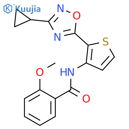 N-[2-(3-cyclopropyl-1,2,4-oxadiazol-5-yl)thiophen-3-yl]-2-methoxybenzamide structure