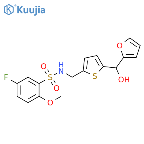 5-fluoro-N-({5-[(furan-2-yl)(hydroxy)methyl]thiophen-2-yl}methyl)-2-methoxybenzene-1-sulfonamide structure
