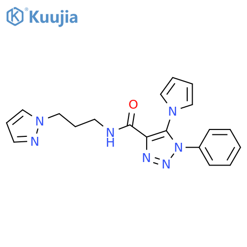 1-phenyl-N-[3-(1H-pyrazol-1-yl)propyl]-5-(1H-pyrrol-1-yl)-1H-1,2,3-triazole-4-carboxamide structure
