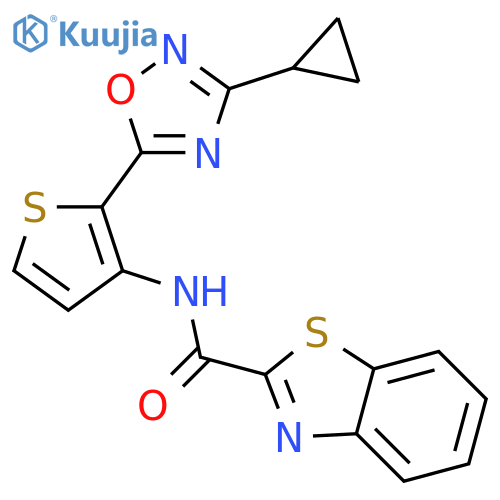 N-[2-(3-cyclopropyl-1,2,4-oxadiazol-5-yl)thiophen-3-yl]-1,3-benzothiazole-2-carboxamide structure