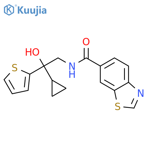 N-[2-cyclopropyl-2-hydroxy-2-(thiophen-2-yl)ethyl]-1,3-benzothiazole-6-carboxamide structure