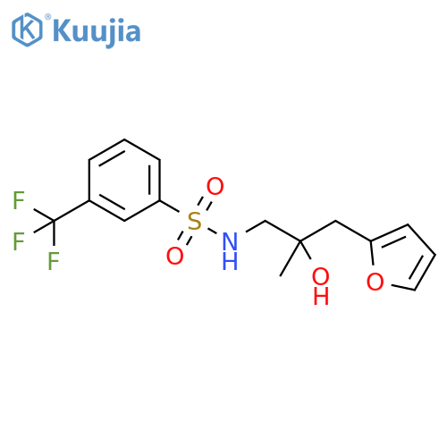 N-{2-[(furan-2-yl)methyl]-2-hydroxypropyl}-3-(trifluoromethyl)benzene-1-sulfonamide structure