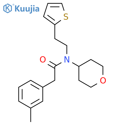 2-(3-methylphenyl)-N-(oxan-4-yl)-N-[2-(thiophen-2-yl)ethyl]acetamide structure