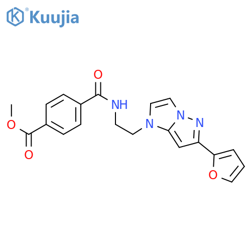 methyl 4-({2-[6-(furan-2-yl)-1H-pyrazolo[1,5-a]imidazol-1-yl]ethyl}carbamoyl)benzoate structure
