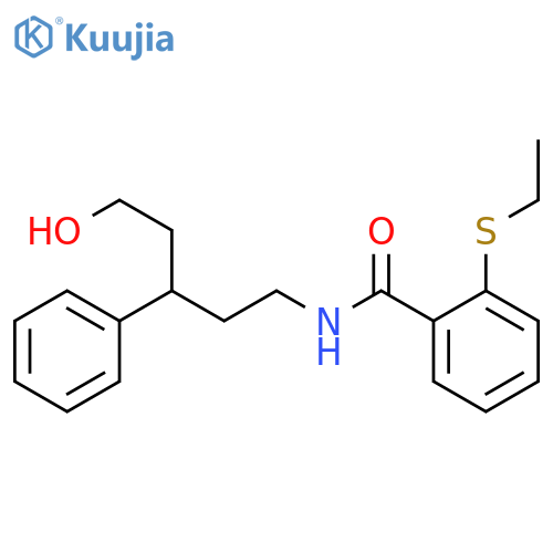 2-(ethylsulfanyl)-N-(5-hydroxy-3-phenylpentyl)benzamide structure