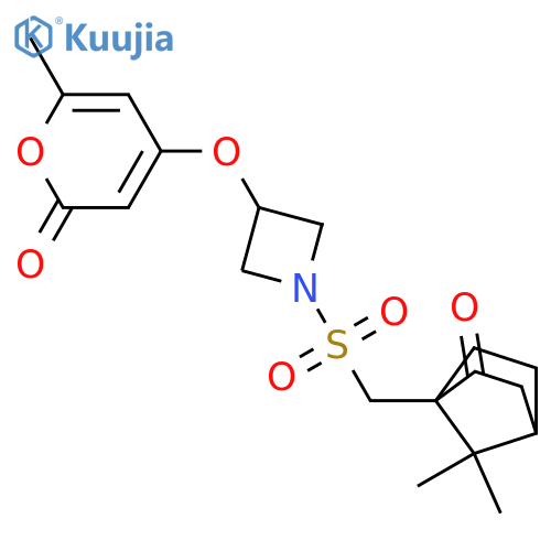 4-[1-[(7,7-dimethyl-3-oxo-4-bicyclo[2.2.1]heptanyl)methylsulfonyl]azetidin-3-yl]oxy-6-methylpyran-2-one structure