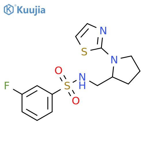 3-fluoro-N-{[1-(1,3-thiazol-2-yl)pyrrolidin-2-yl]methyl}benzene-1-sulfonamide structure
