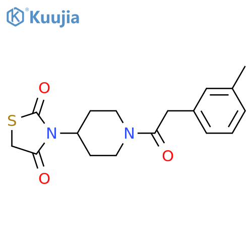 3-[1-[2-(3-methylphenyl)acetyl]piperidin-4-yl]-1,3-thiazolidine-2,4-dione structure