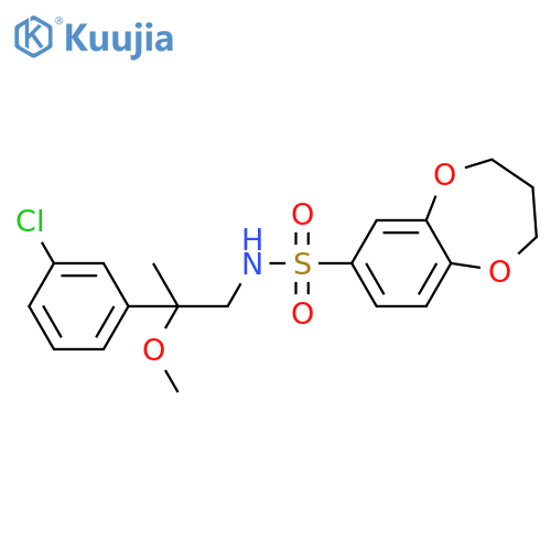 N-[2-(3-chlorophenyl)-2-methoxypropyl]-3,4-dihydro-2H-1,5-benzodioxepine-7-sulfonamide structure