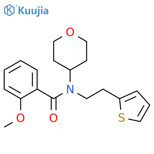 2-methoxy-N-(oxan-4-yl)-N-[2-(thiophen-2-yl)ethyl]benzamide structure