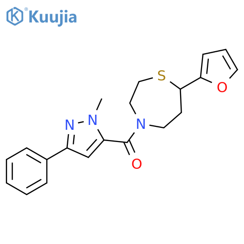 7-(furan-2-yl)-4-(1-methyl-3-phenyl-1H-pyrazole-5-carbonyl)-1,4-thiazepane structure