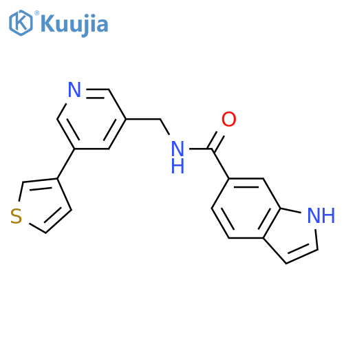 N-[(5-thiophen-3-ylpyridin-3-yl)methyl]-1H-indole-6-carboxamide structure