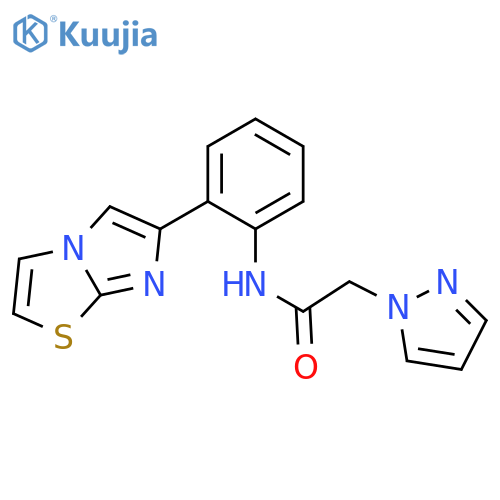 N-(2-imidazo[2,1-b][1,3]thiazol-6-ylphenyl)-2-pyrazol-1-ylacetamide structure