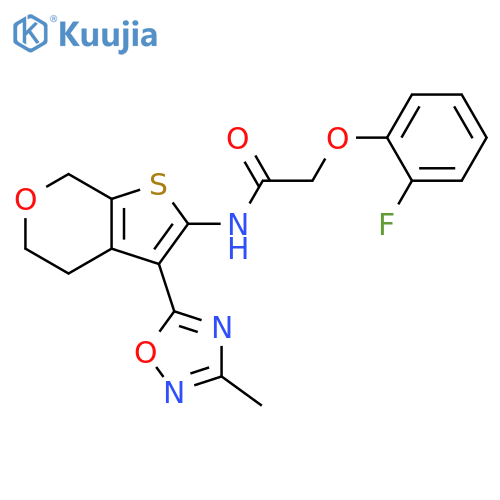 2-(2-fluorophenoxy)-N-[3-(3-methyl-1,2,4-oxadiazol-5-yl)-4H,5H,7H-thieno[2,3-c]pyran-2-yl]acetamide structure