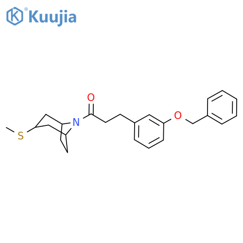 3-[3-(benzyloxy)phenyl]-1-[3-(methylsulfanyl)-8-azabicyclo[3.2.1]octan-8-yl]propan-1-one structure