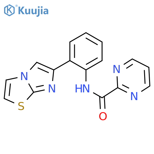 N-(2-imidazo[2,1-b][1,3]thiazol-6-ylphenyl)pyrimidine-2-carboxamide structure