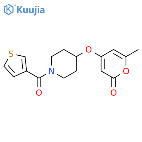 6-methyl-4-[1-(thiophene-3-carbonyl)piperidin-4-yl]oxypyran-2-one structure
