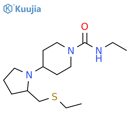N-ethyl-4-{2-[(ethylsulfanyl)methyl]pyrrolidin-1-yl}piperidine-1-carboxamide structure