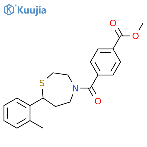 methyl 4-[7-(2-methylphenyl)-1,4-thiazepane-4-carbonyl]benzoate structure
