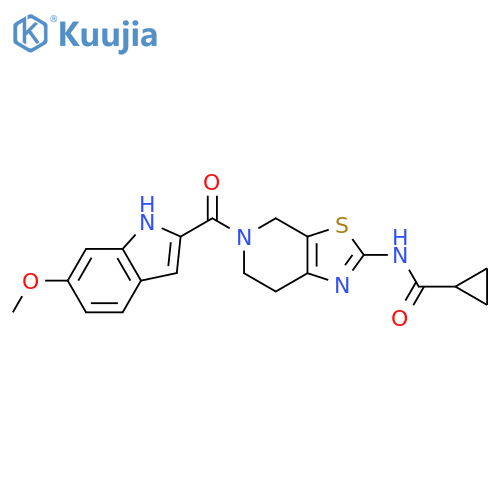 N-[5-(6-methoxy-1H-indole-2-carbonyl)-4H,5H,6H,7H-[1,3]thiazolo[5,4-c]pyridin-2-yl]cyclopropanecarboxamide structure